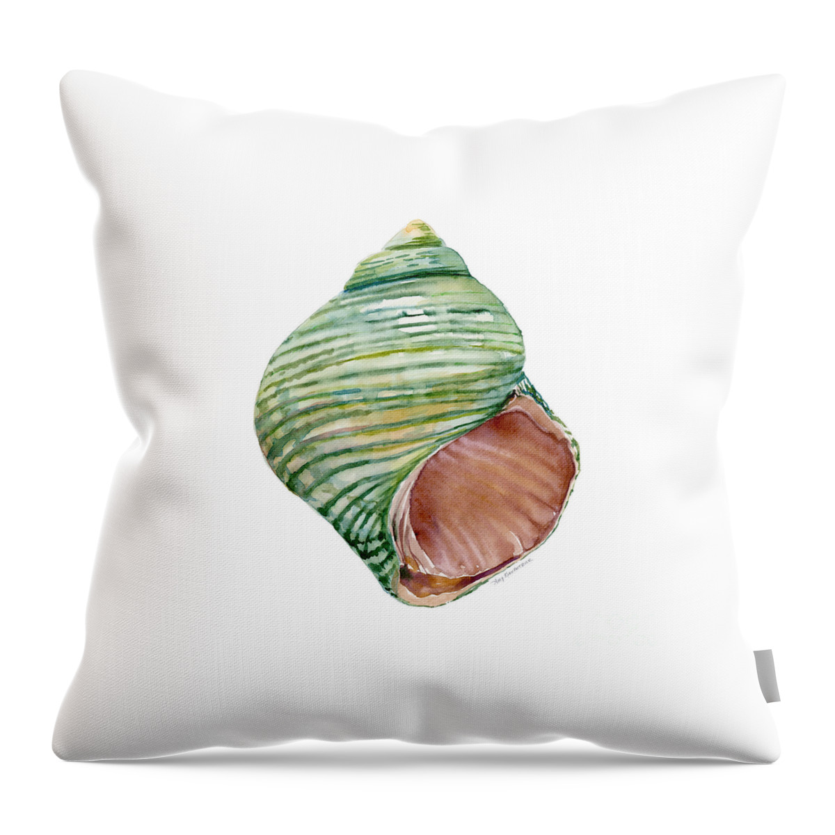 Green Shell Painting Throw Pillow featuring the painting Green Turbo Shell by Amy Kirkpatrick