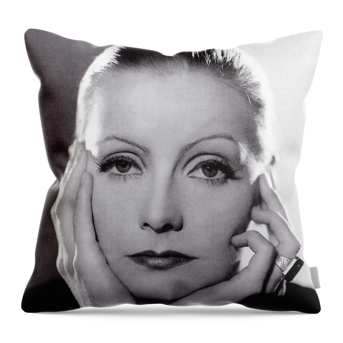 Greta Garbo Throw Pillow featuring the digital art Greta Garbo by Georgia Clare