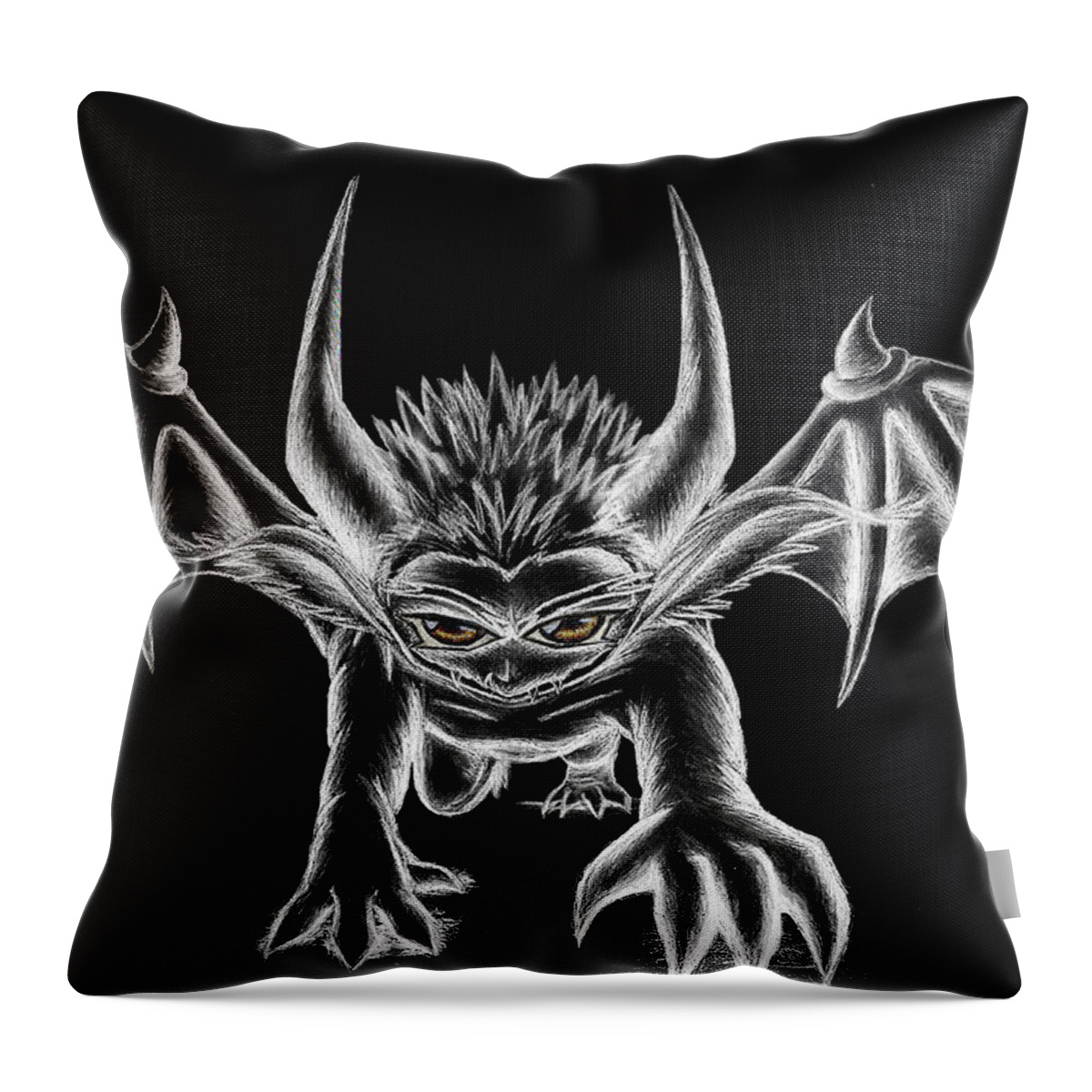 Demon Throw Pillow featuring the painting Grevil Chalk by Shawn Dall