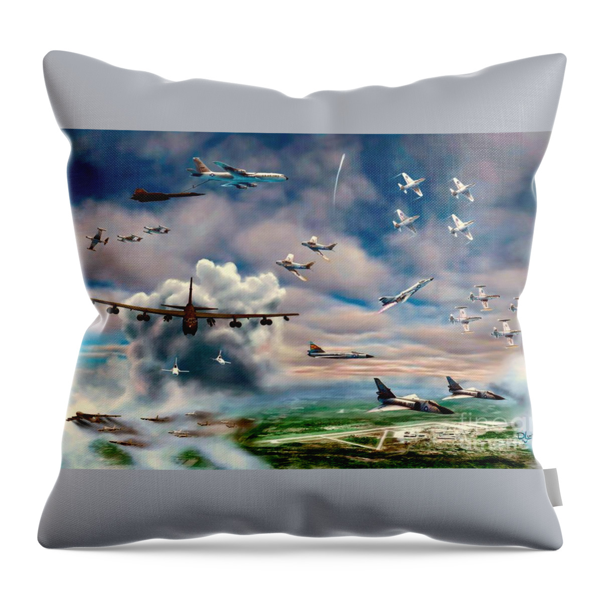 Air Force Base Throw Pillow featuring the painting Griffiss Air Force Base by David Luebbert