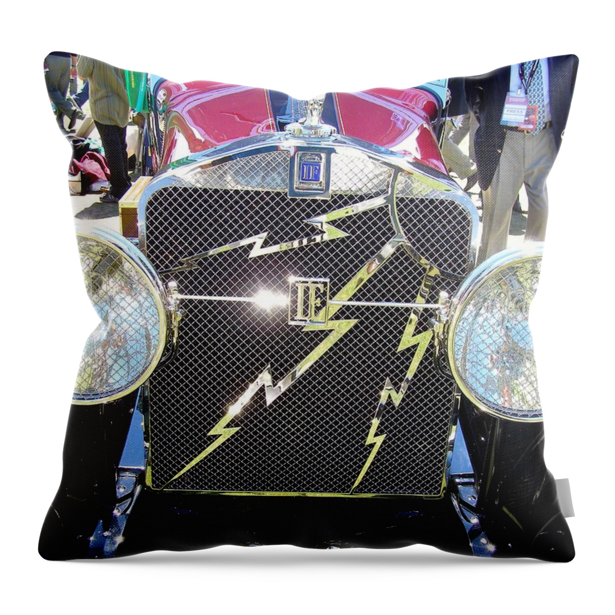 Antique Automobile Throw Pillow featuring the painting Grille by Alan Johnson