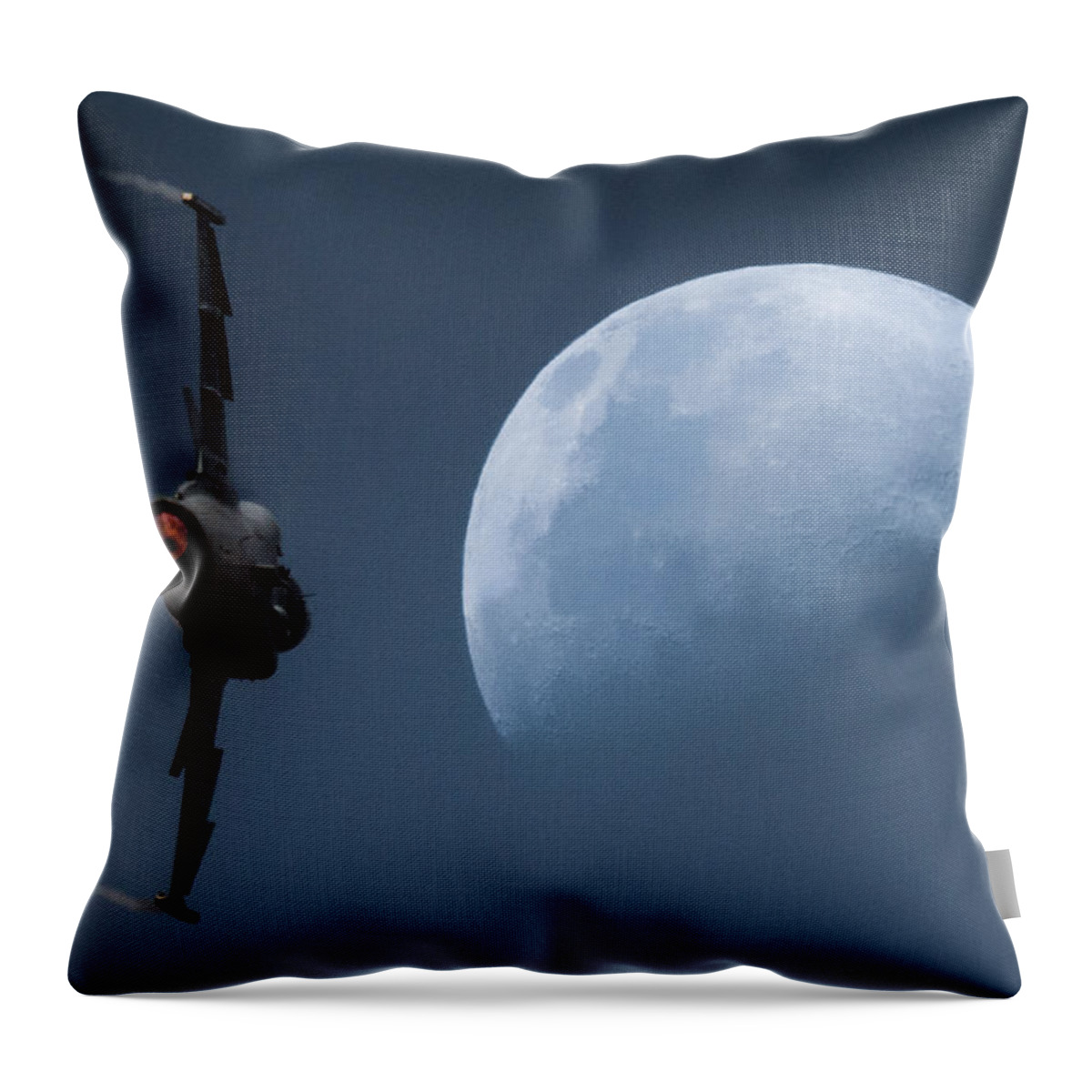 Jetfighter Throw Pillow featuring the photograph Gripen Moon by Paul Job