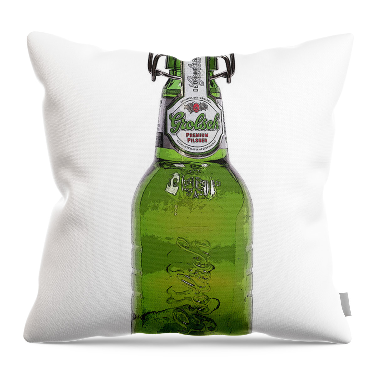 Flip Throw Pillow featuring the digital art Grolsch beer by Patricia Hofmeester