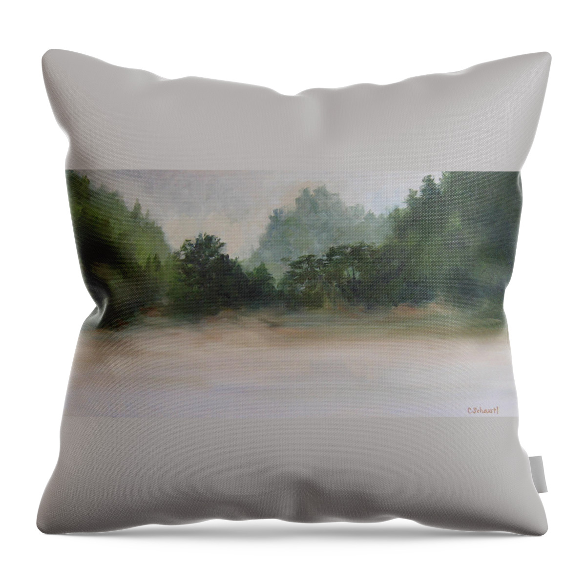 Landscape Throw Pillow featuring the painting Ground Mist by Connie Schaertl