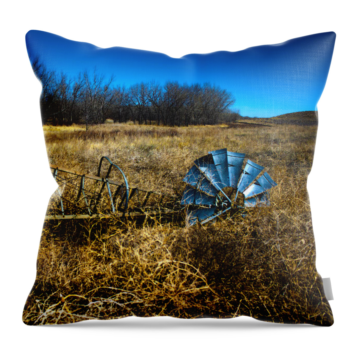Windmill Throw Pillow featuring the photograph Grounded-HDR by Shane Bechler