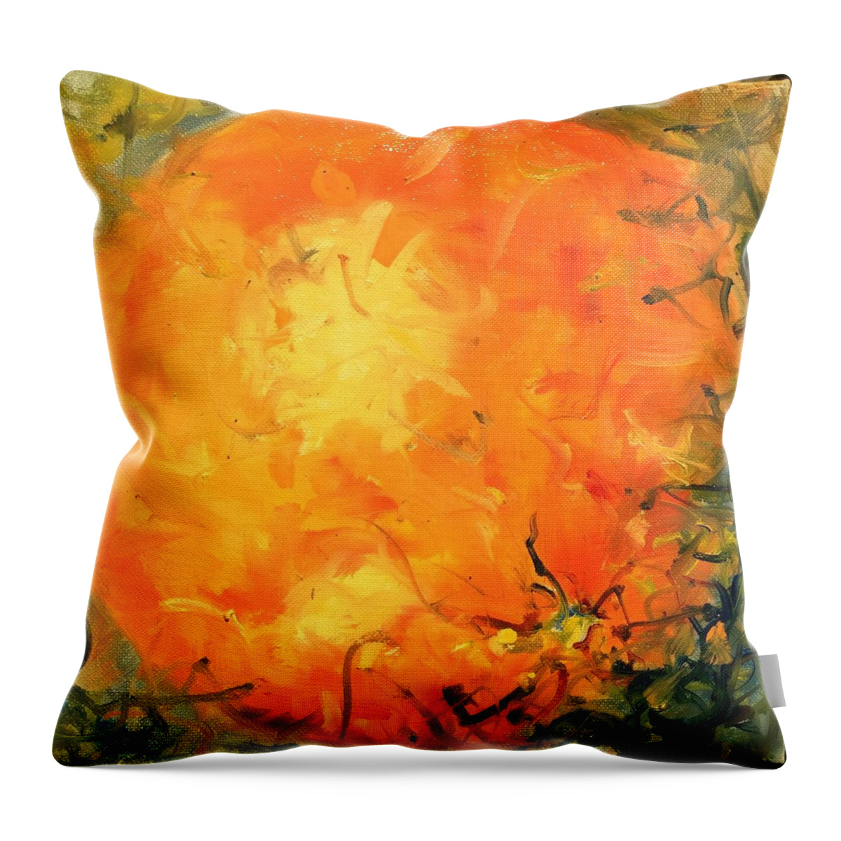 Colorist Throw Pillow featuring the painting Grounded Orange by Karen Carmean