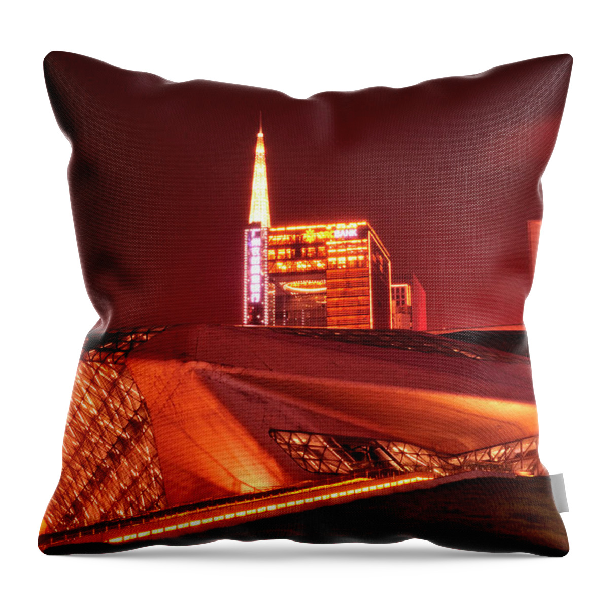 Chinese Culture Throw Pillow featuring the photograph Guangzhou Opera House by Huang Xin