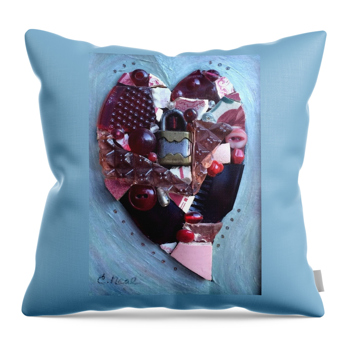 Heart Throw Pillow featuring the mixed media Guard Your Heart by Carol Neal