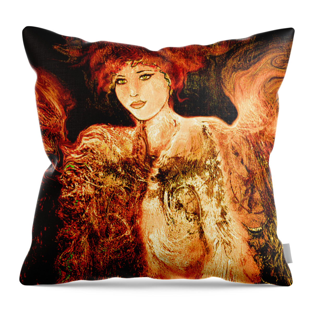 Angel Throw Pillow featuring the mixed media Guardian Angel by Natalie Holland