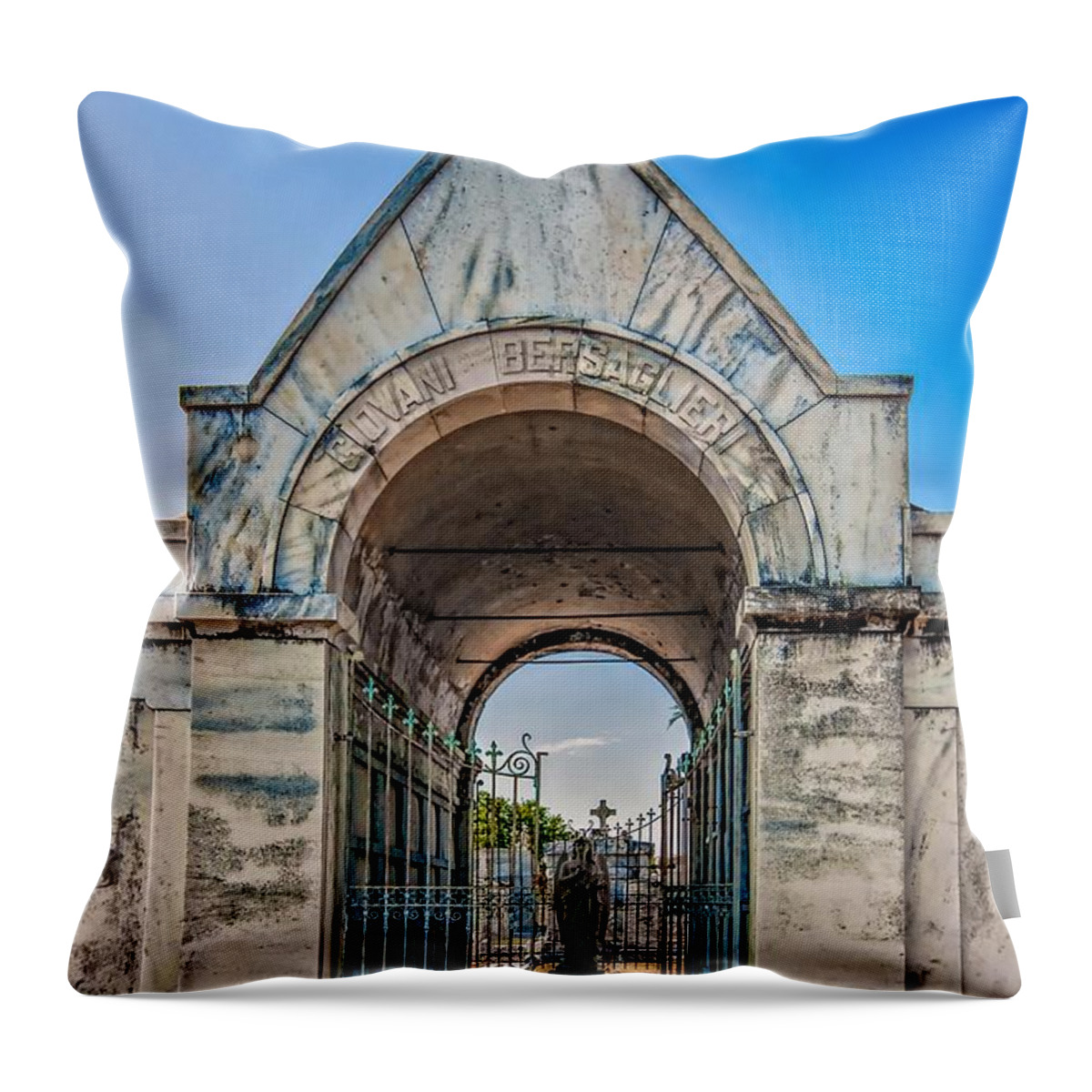Metairie Cemetery Throw Pillow featuring the photograph Guardian Angel by Steve Harrington