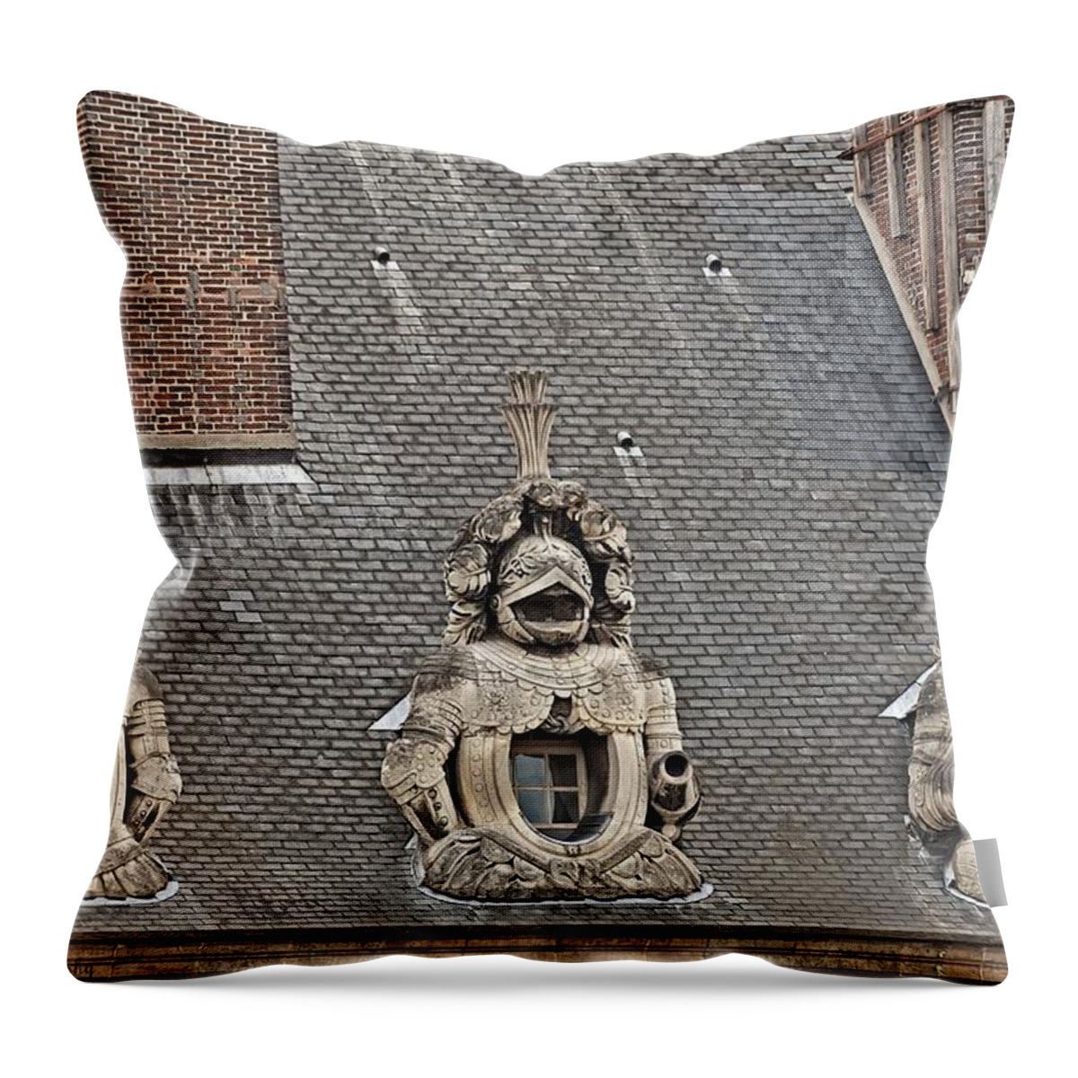Army Museum Of France Throw Pillow featuring the photograph Guardians On The Roof - 2 by Hany J