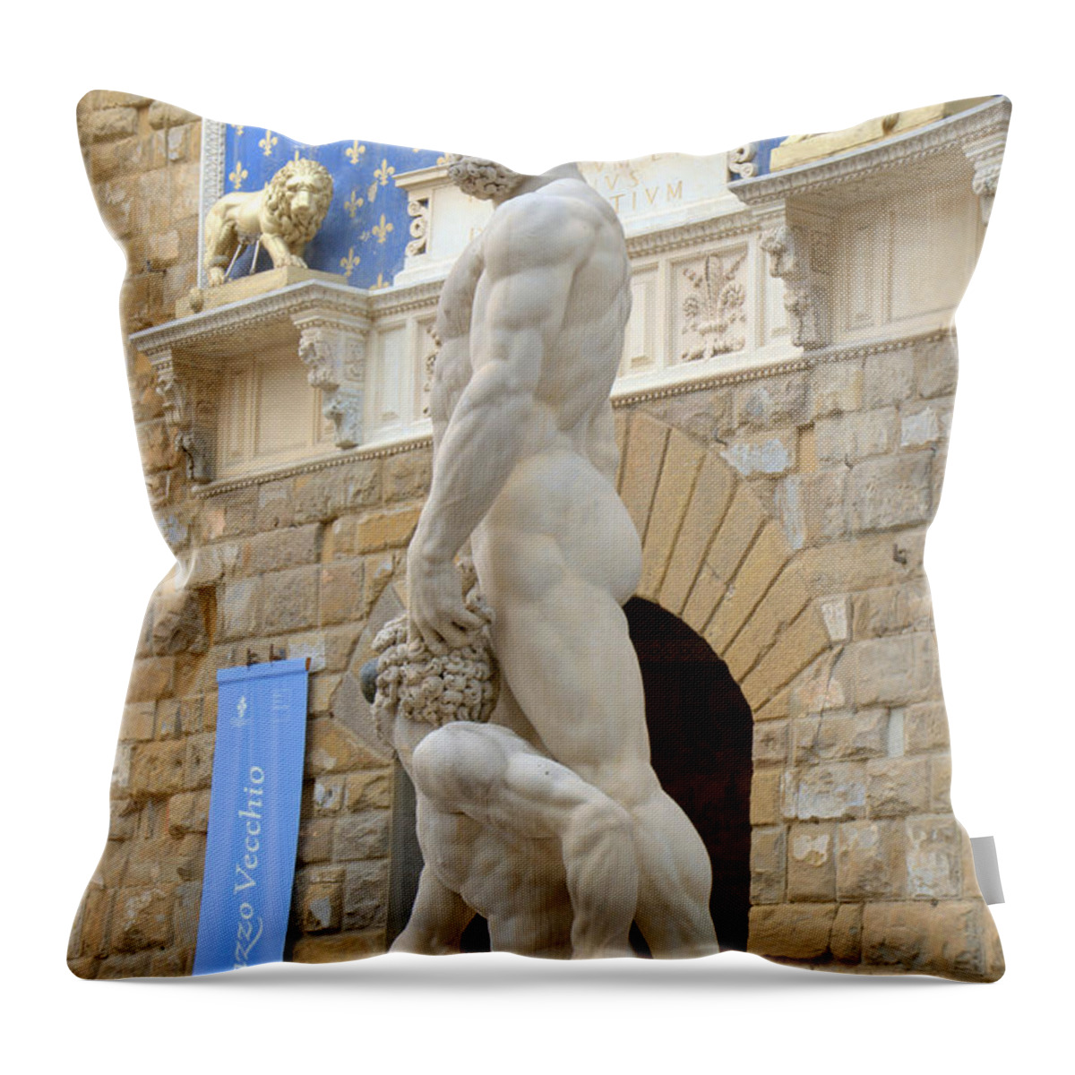 Florence Throw Pillow featuring the photograph Guarding the Palace by Caroline Stella