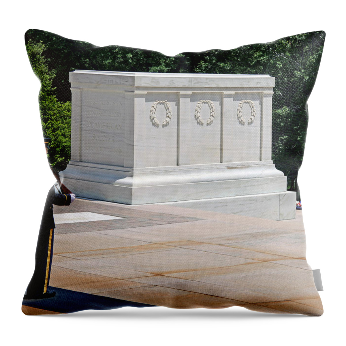 Tomb Throw Pillow featuring the photograph Guarding The Tomb by Cora Wandel