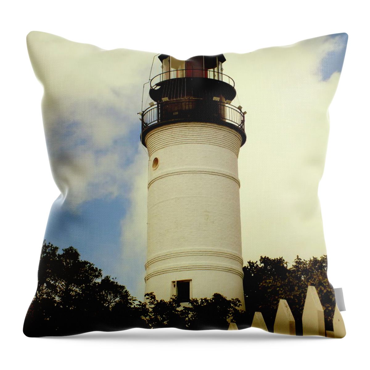 Lighthouses Throw Pillow featuring the photograph Guiding Light of Key West by Karen Wiles