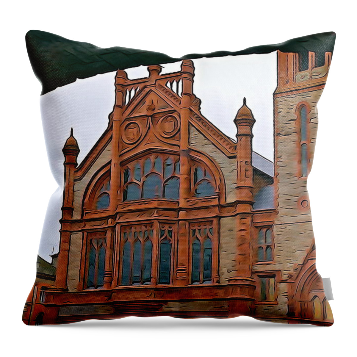 Guild Hall Throw Pillow featuring the photograph Guildhall in Londonderry Northern Ireland by Norma Brock