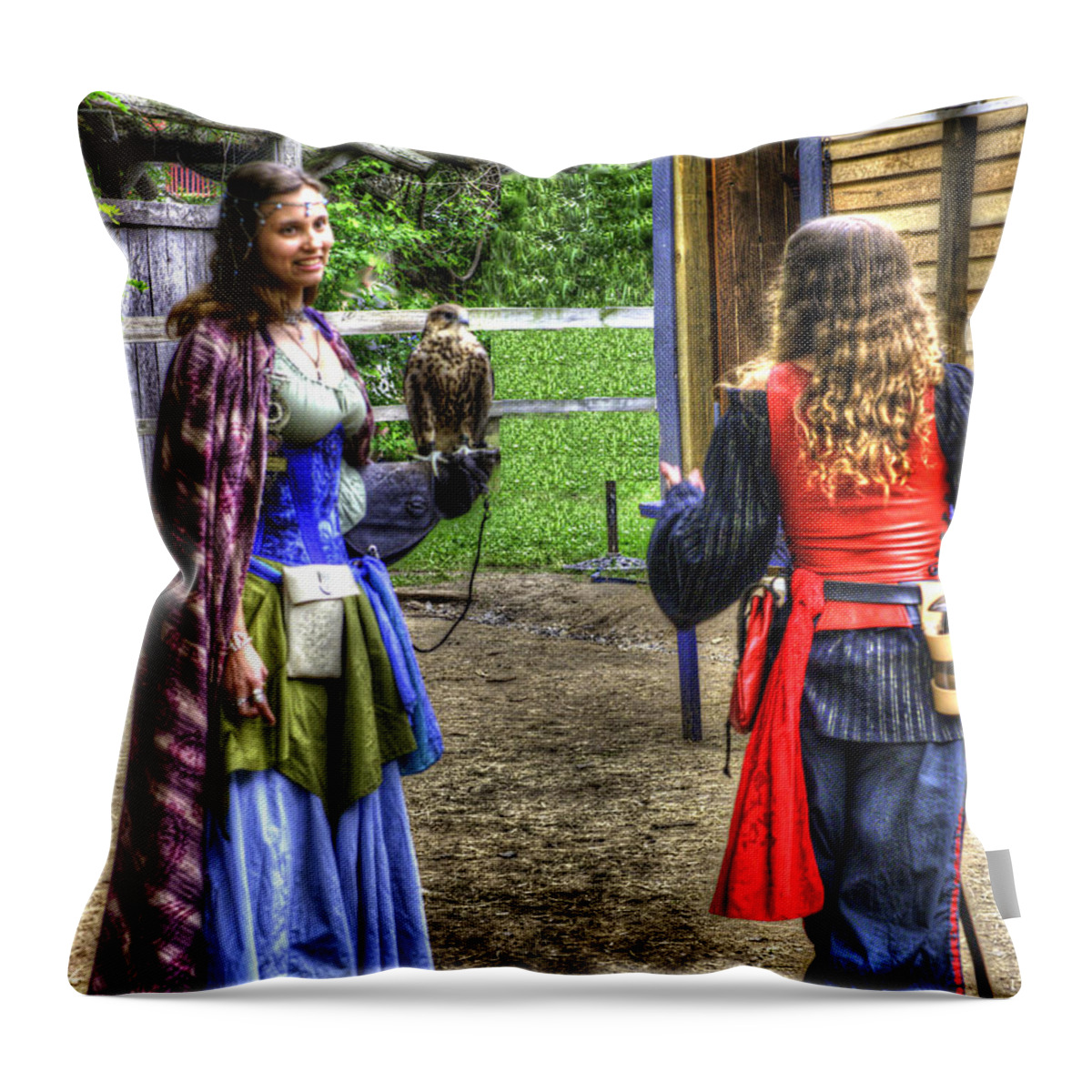 Guinevere Throw Pillow featuring the photograph Guinevere Lady Hawk v2 by John Straton