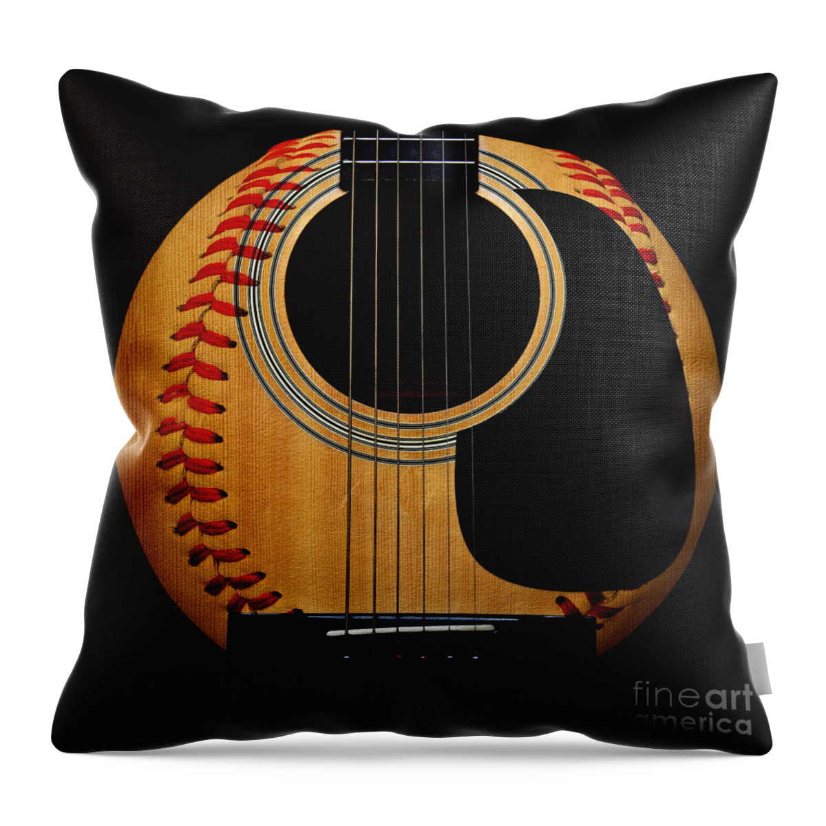 Baseball Throw Pillow featuring the photograph Guitar Baseball Square by Andee Design