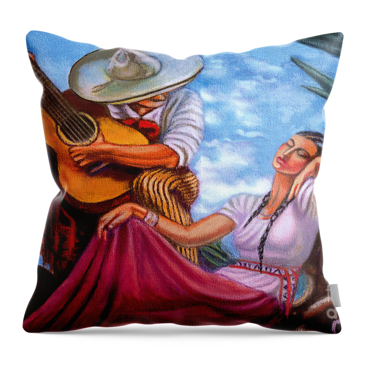 Guitar Player Throw Pillow featuring the painting Guitar Player by William Cain