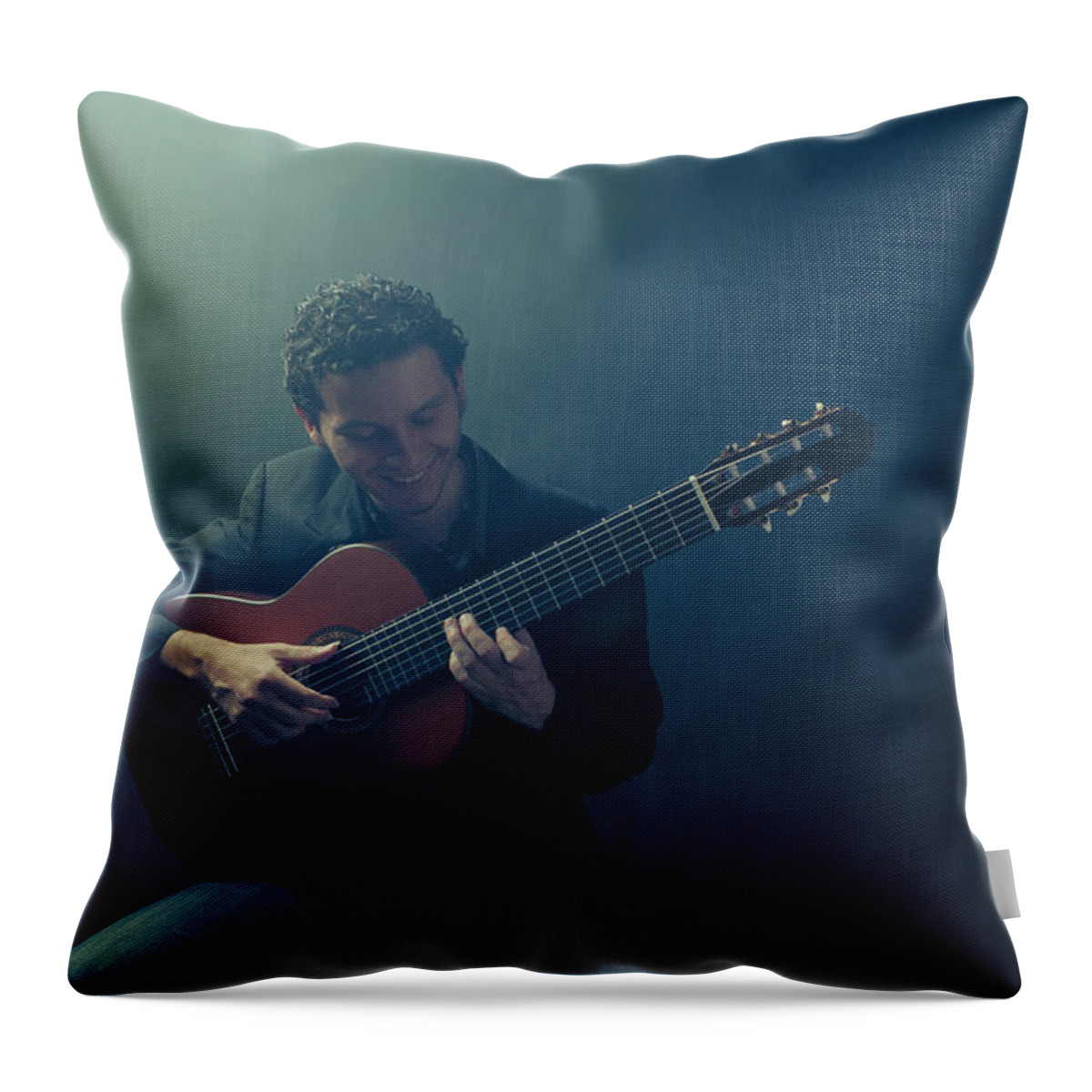 People Throw Pillow featuring the photograph Guitarist Playing Instrument by Tooga