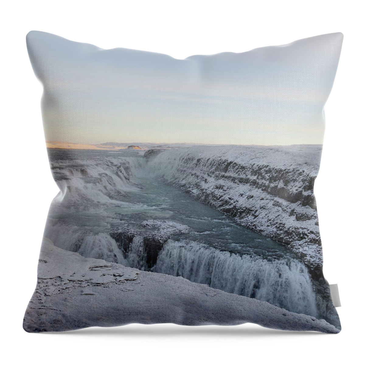 Scenics Throw Pillow featuring the photograph Gullfoss by Erik-jan Vens