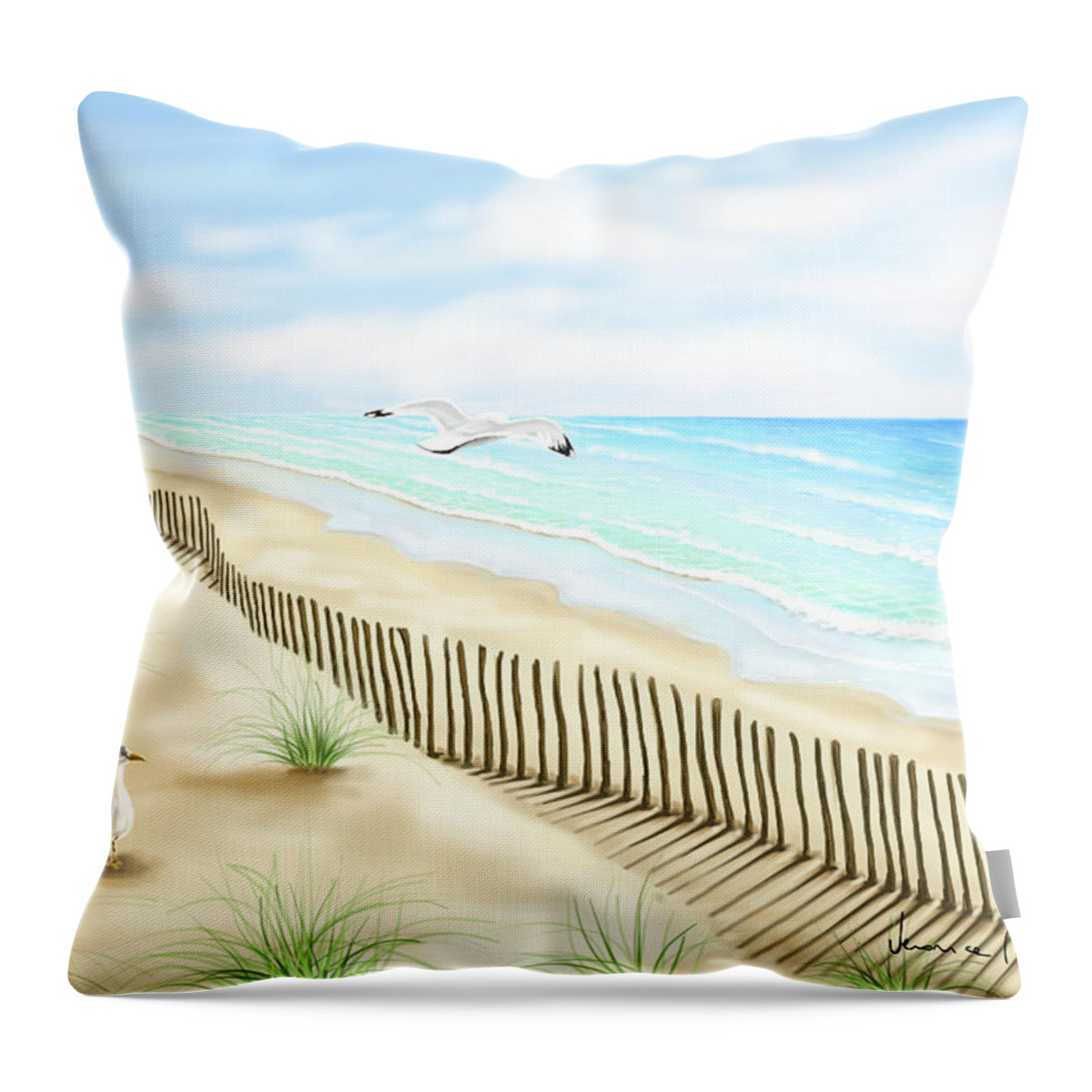 Ipad Throw Pillow featuring the painting Gulls by Veronica Minozzi