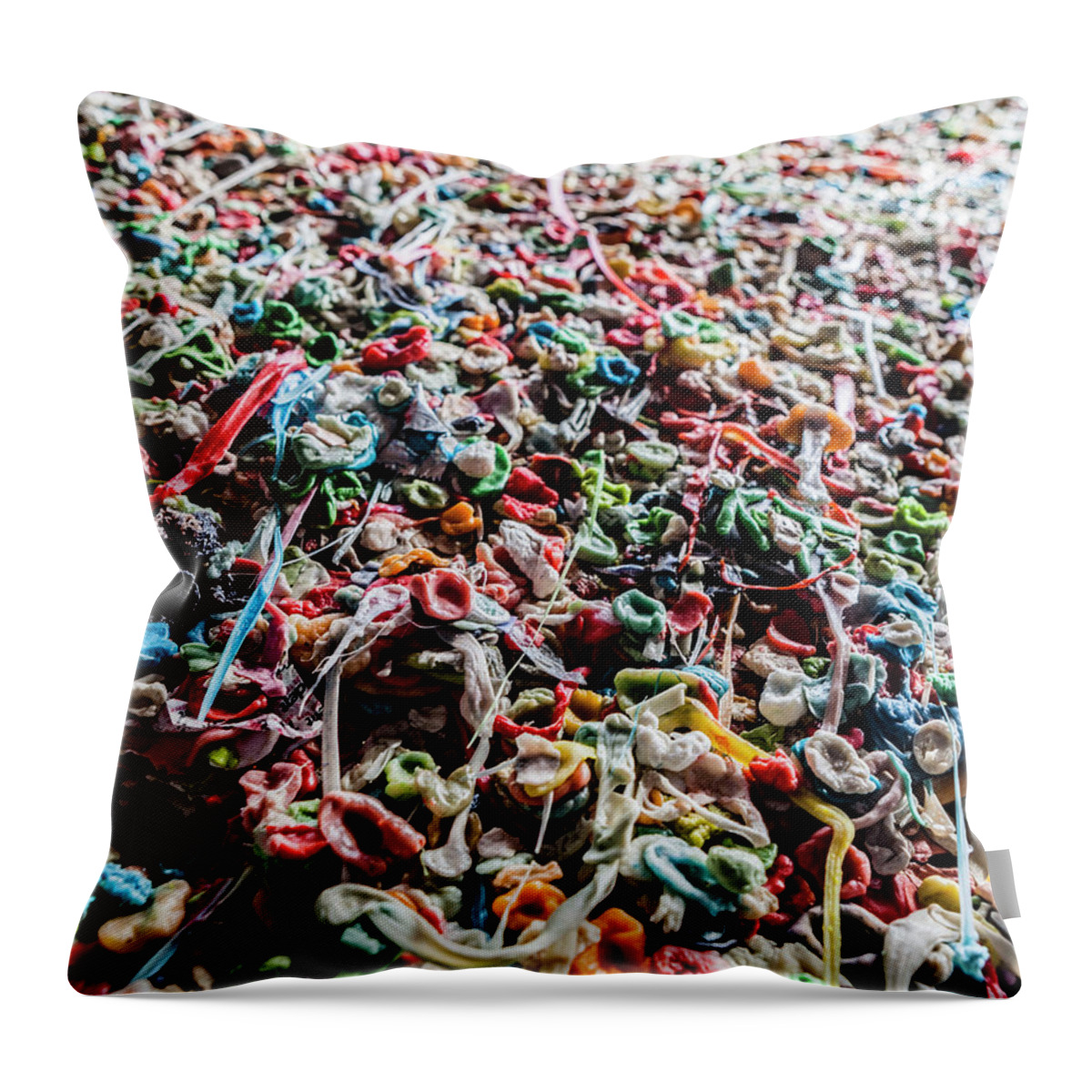 Alley Throw Pillow featuring the photograph Gum Wall by Ron Koeberer