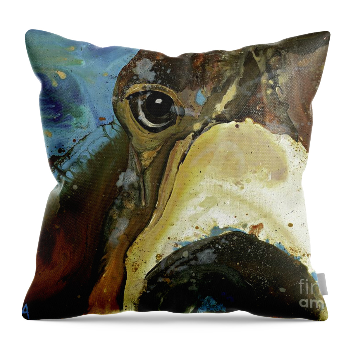Dog Throw Pillow featuring the painting Gus by Kasha Ritter