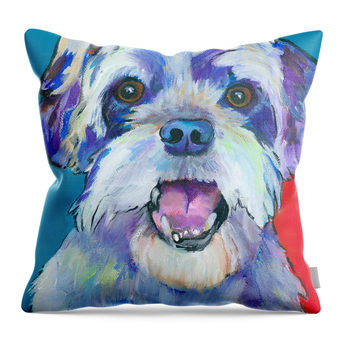 Custom Pet Portraits Throw Pillow featuring the painting Gus by Pat Saunders-White