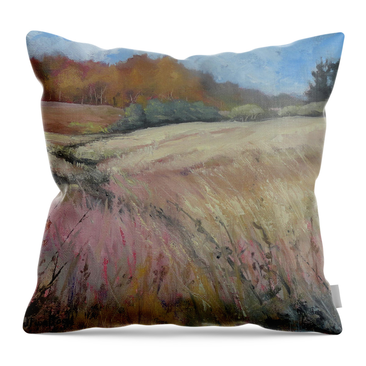 Prairie Throw Pillow featuring the painting Guy Dennis's Prairie by Judy Fischer Walton