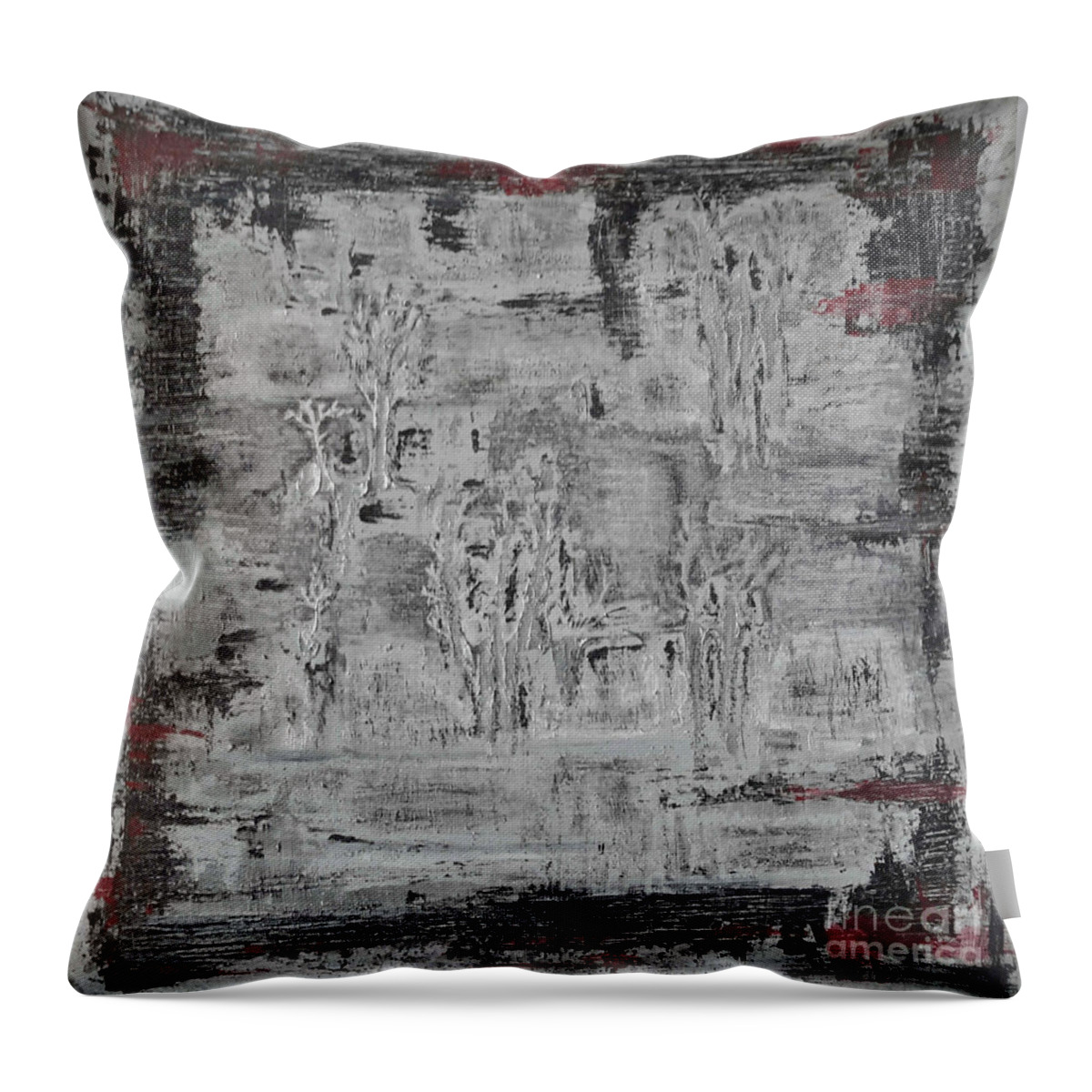 Abstract Painting Strcutured Mix Throw Pillow featuring the painting H1 - platzhirsch dos by KUNST MIT HERZ Art with heart