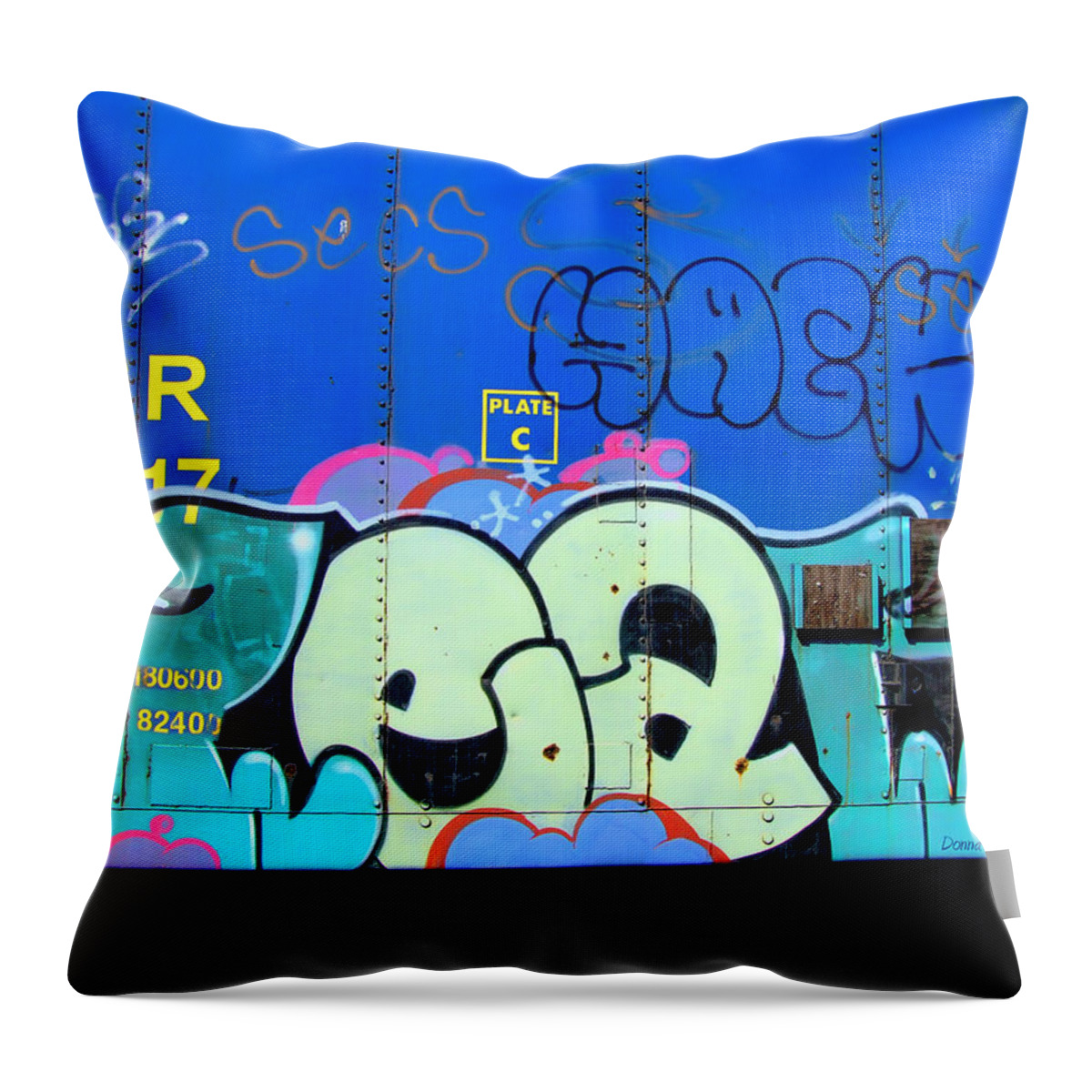 Graffiti Throw Pillow featuring the photograph Hack by Donna Blackhall