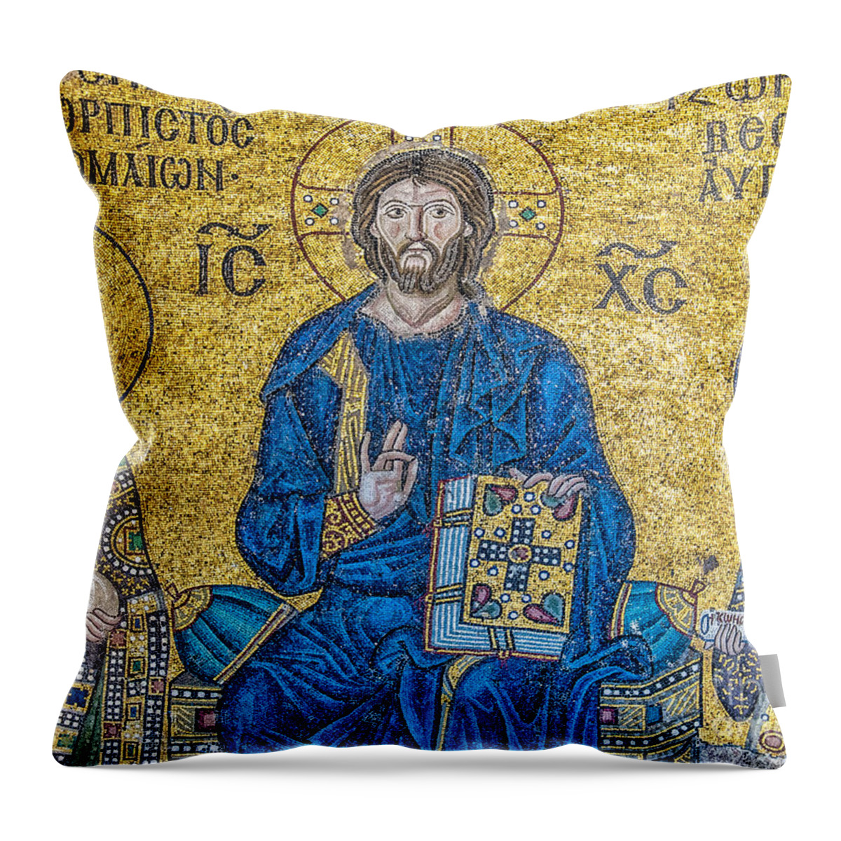 Istanbul Throw Pillow featuring the photograph Hagia Sofia mosaic 09 by Antony McAulay