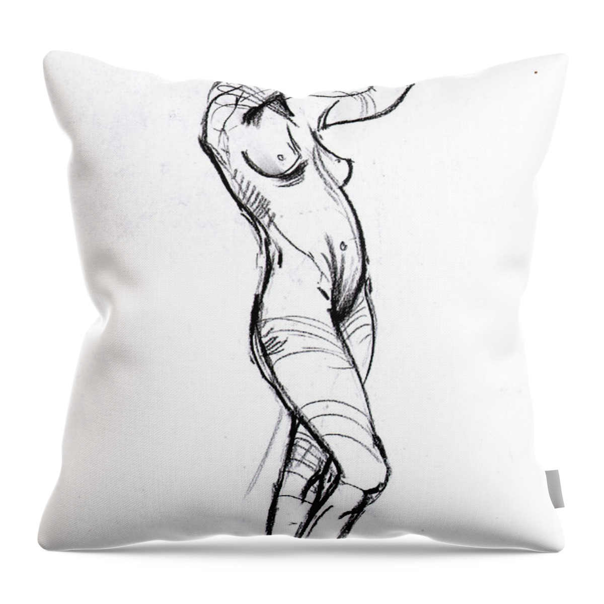 Figure Drawing Throw Pillow featuring the drawing Hair by John Gholson