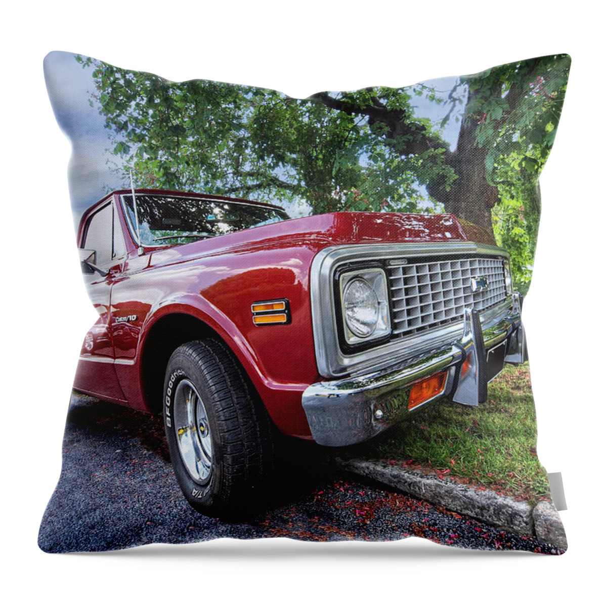Chevrolet Truck Throw Pillow featuring the photograph Halcyon Days - 1971 Chevy Pickup by Gill Billington