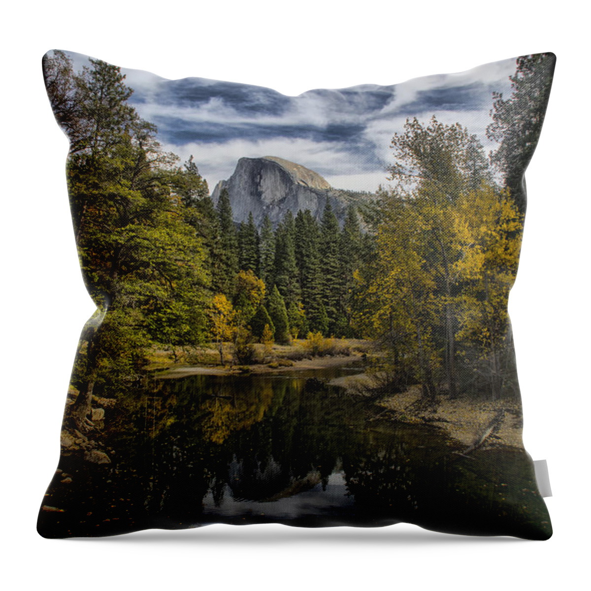 Yosemite Throw Pillow featuring the photograph Half Dome Reflection by Erika Fawcett