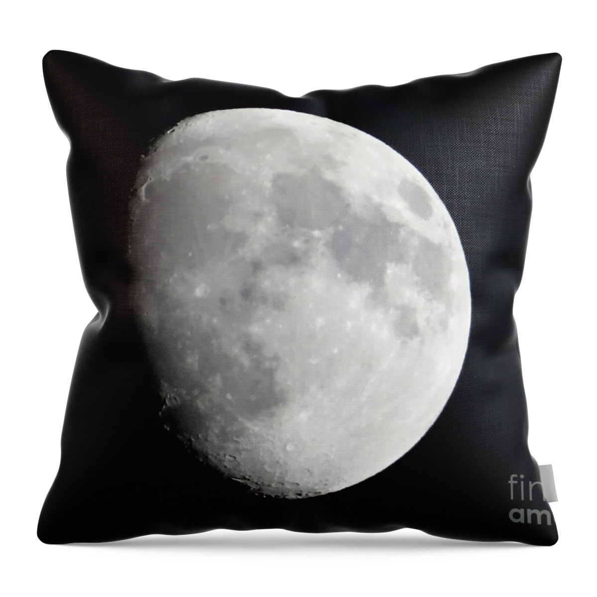 Moon Throw Pillow featuring the photograph Half moon in black sky by Karin Ravasio