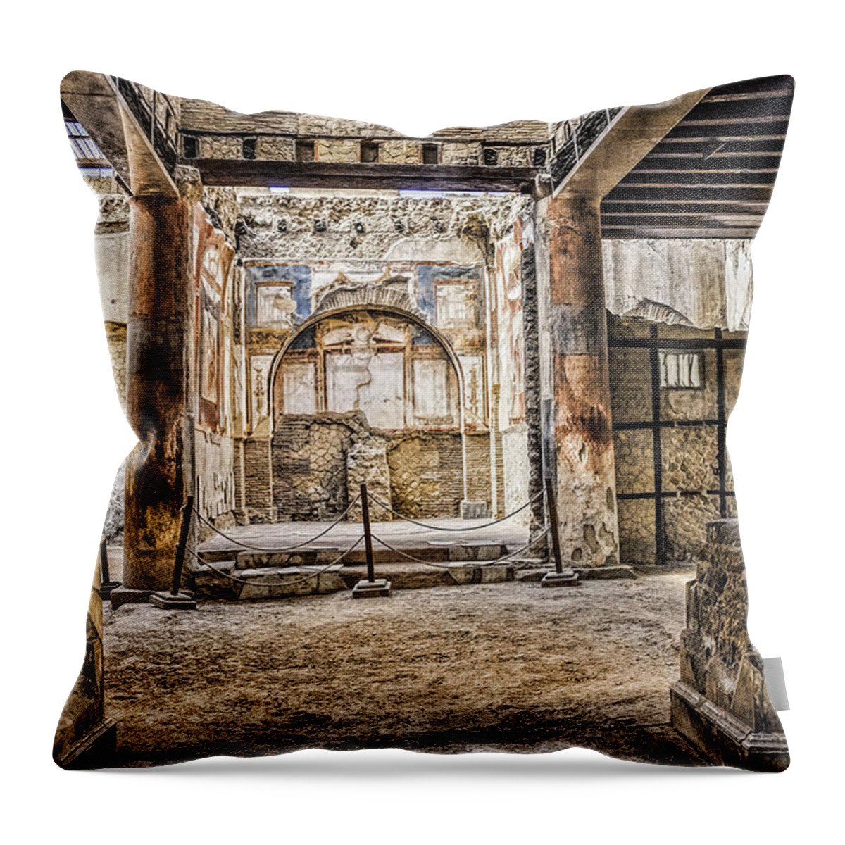 Archeology Throw Pillow featuring the photograph Hall of the Freed Slaves by Maria Coulson