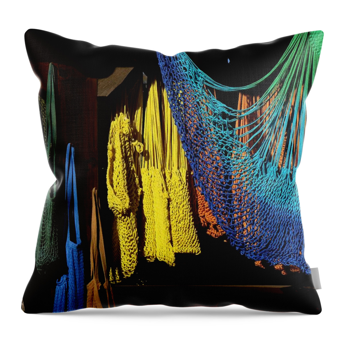 Fine Art Throw Pillow featuring the photograph Hammocks by Rodney Lee Williams