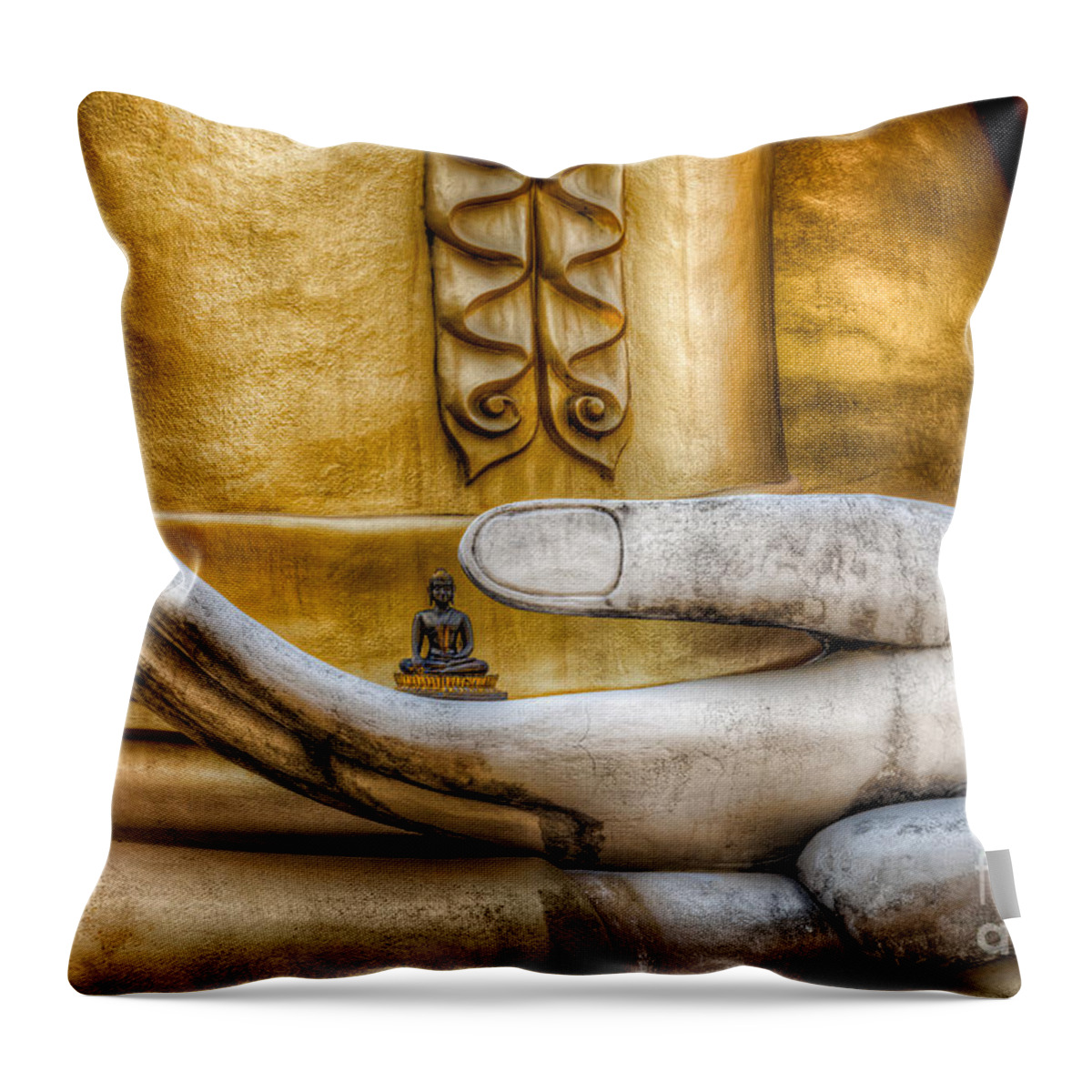 Buddha Throw Pillow featuring the photograph Hand of Buddha by Adrian Evans