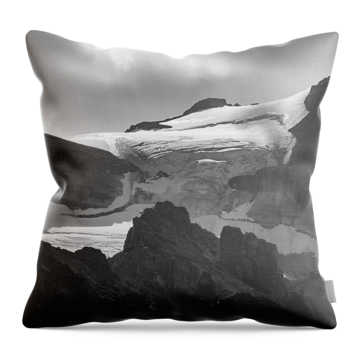 Black Color Throw Pillow featuring the photograph Hanging Glaciers In Alberta by Mraust