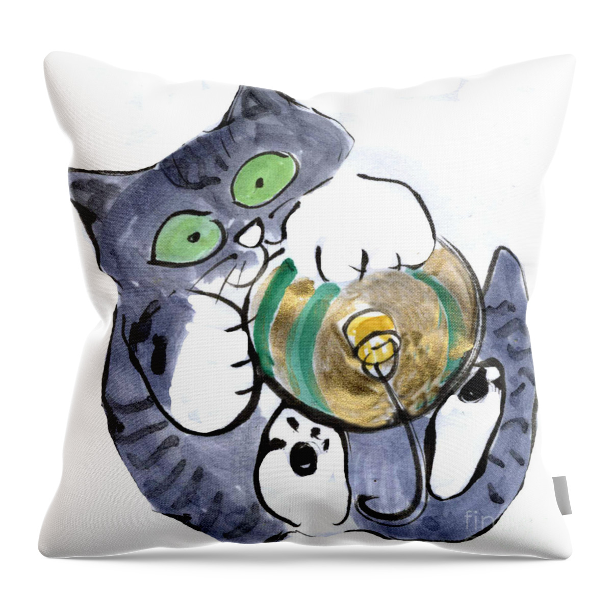 Sumi-e Throw Pillow featuring the painting Hanging on Tight by Ellen Miffitt