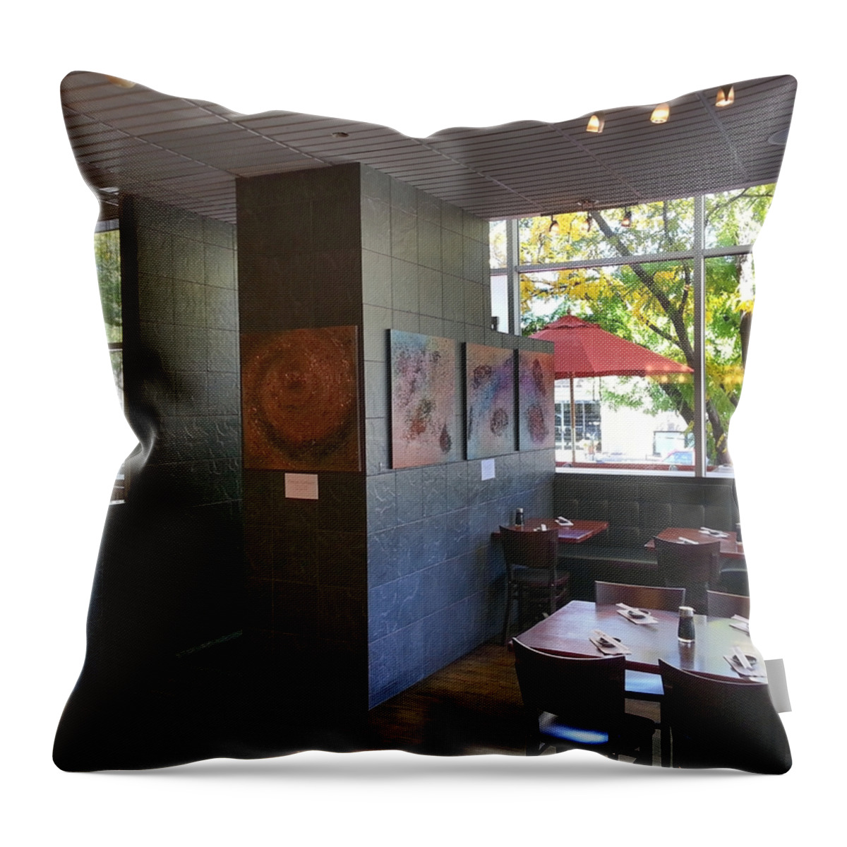  Throw Pillow featuring the mixed media Hapa Sushi Cherry Creek 2 by Angelina Tamez