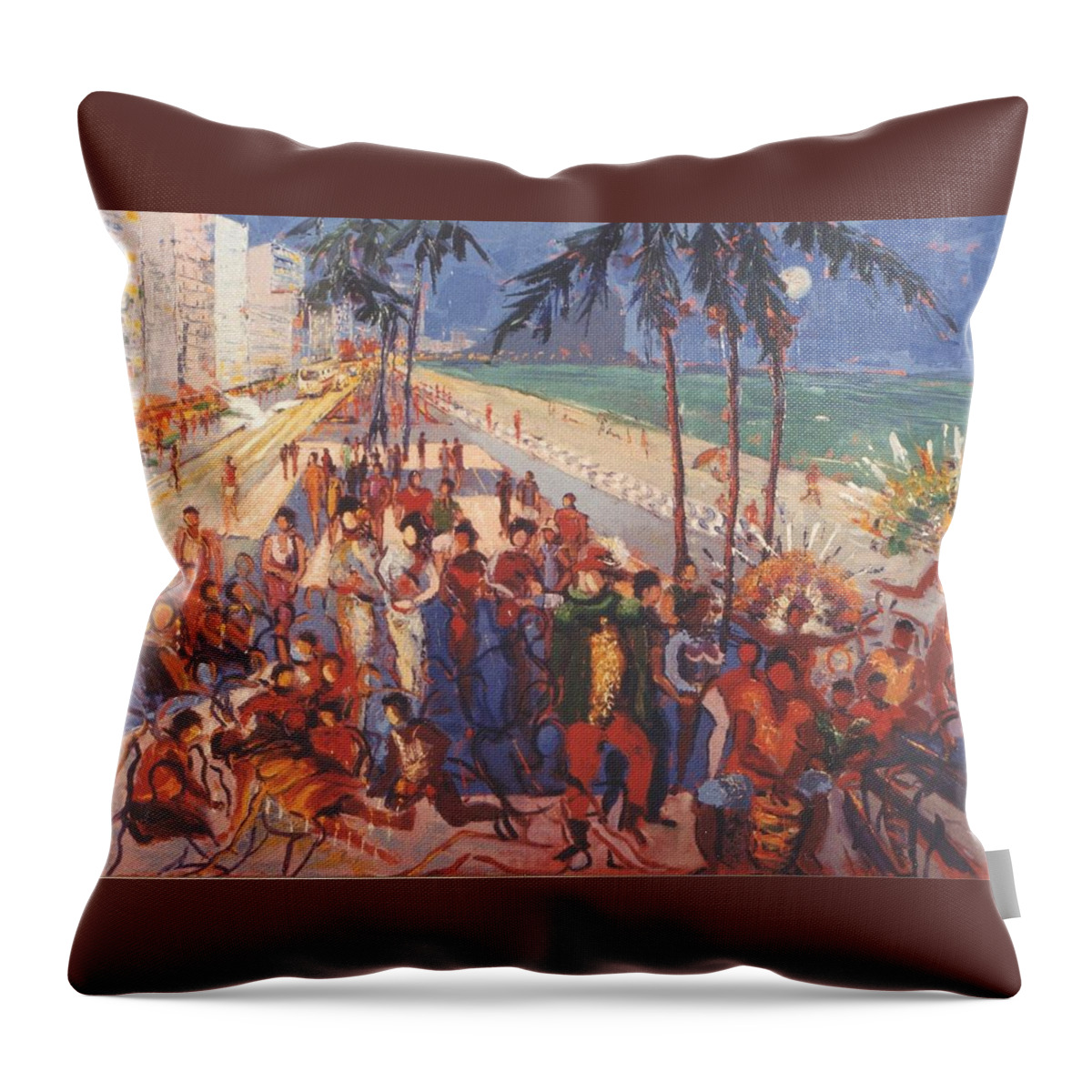 Rio De Janeiro Throw Pillow featuring the painting Happening by Walter Casaravilla