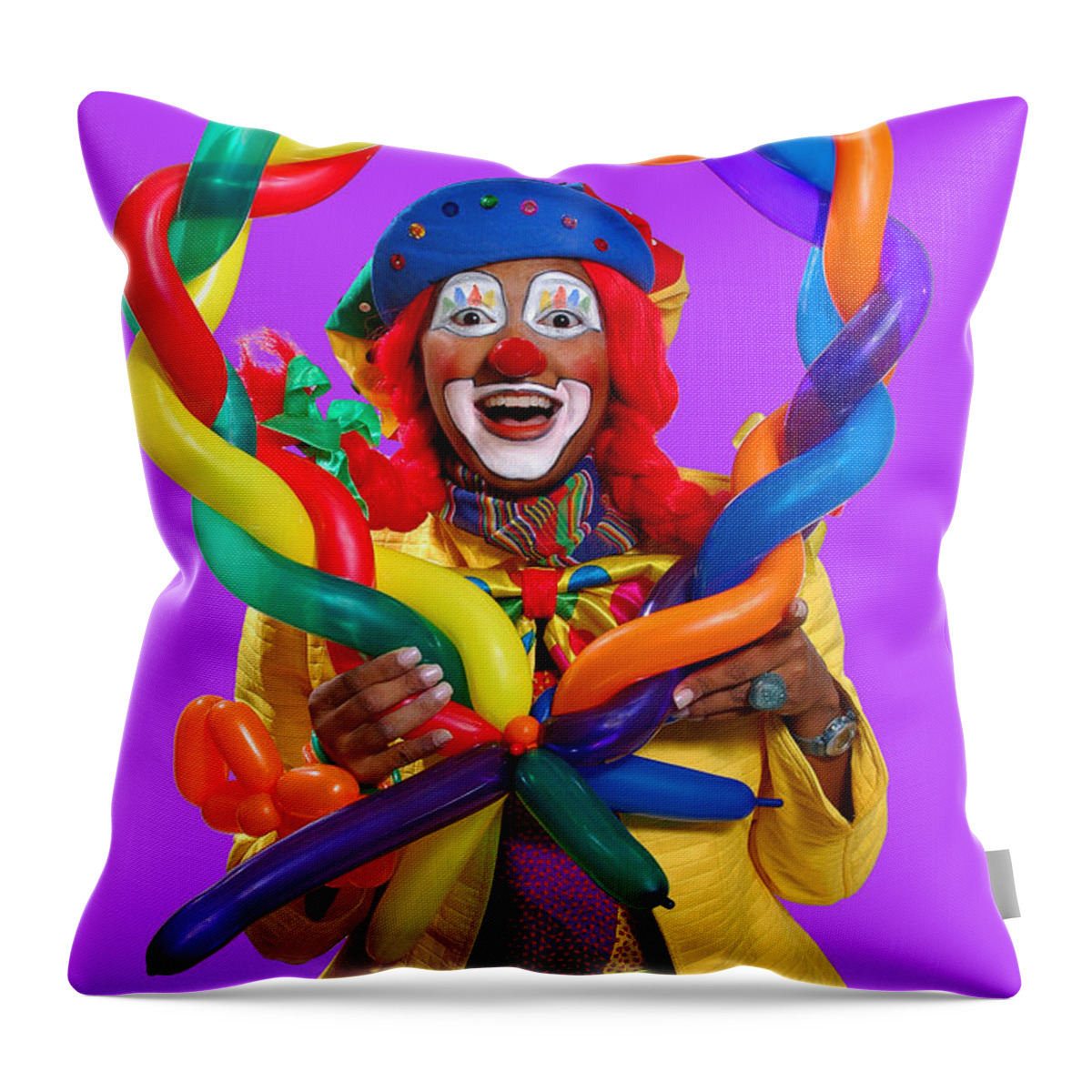Clown Throw Pillow featuring the photograph Happy Birthday Clown by Joe Ownbey