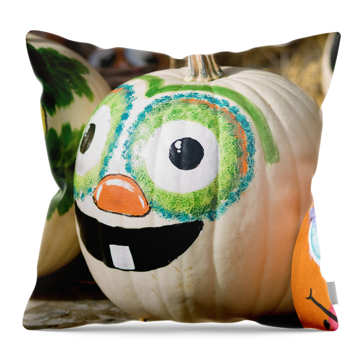 Pumpkins Throw Pillow featuring the photograph Happy Face by Tara Lynn