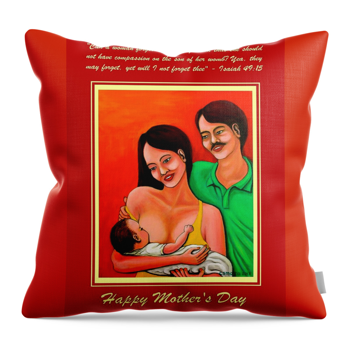 Family Throw Pillow featuring the mixed media Happy Family by Cyril Maza