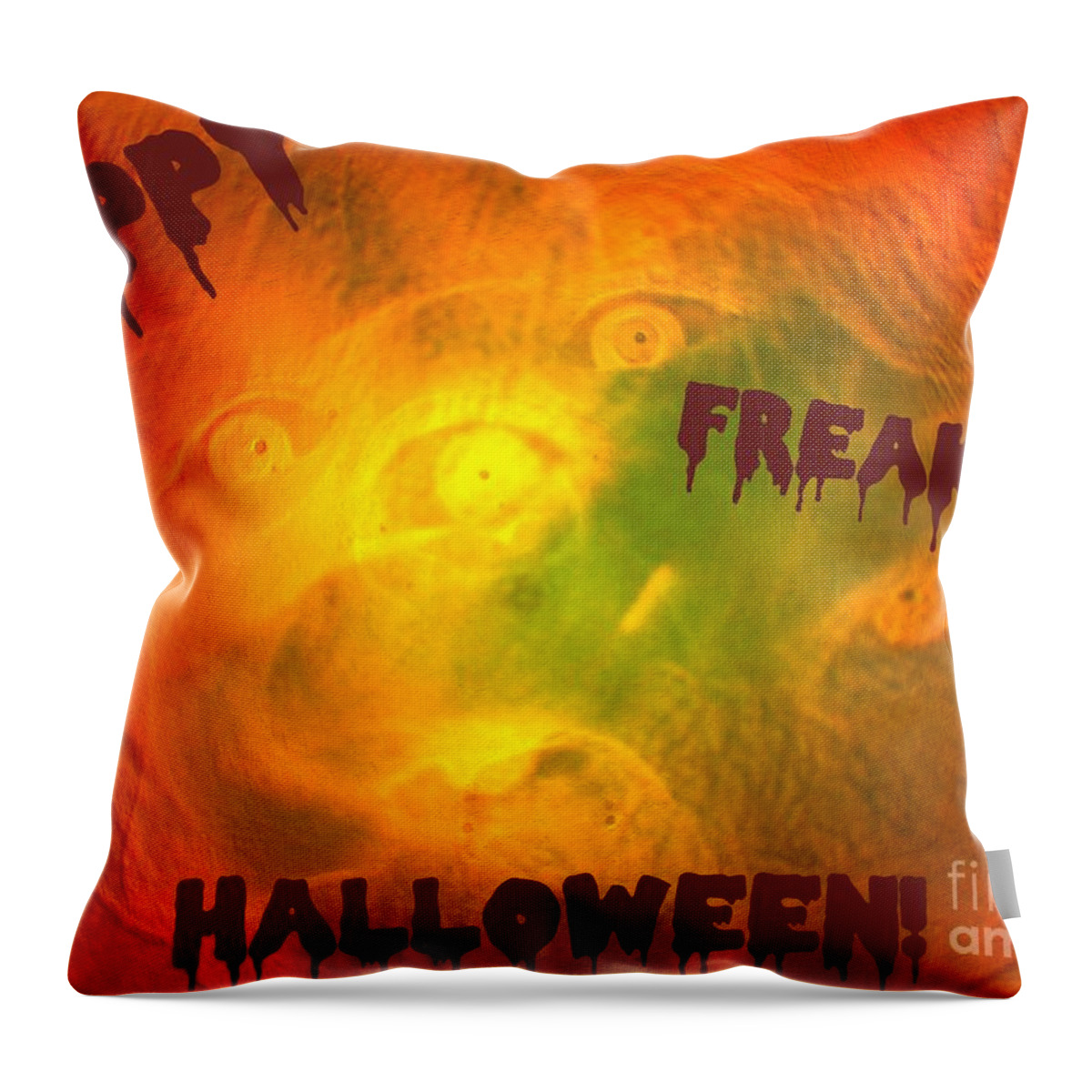 Art Throw Pillow featuring the photograph Happy Freakin Halloween by Linda Galok