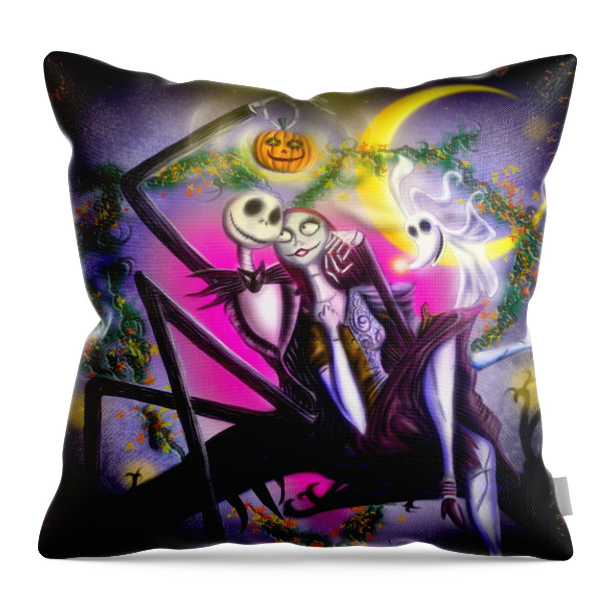 Greeting Card Throw Pillow featuring the digital art Happy Halloween II by Alessandro Della Pietra