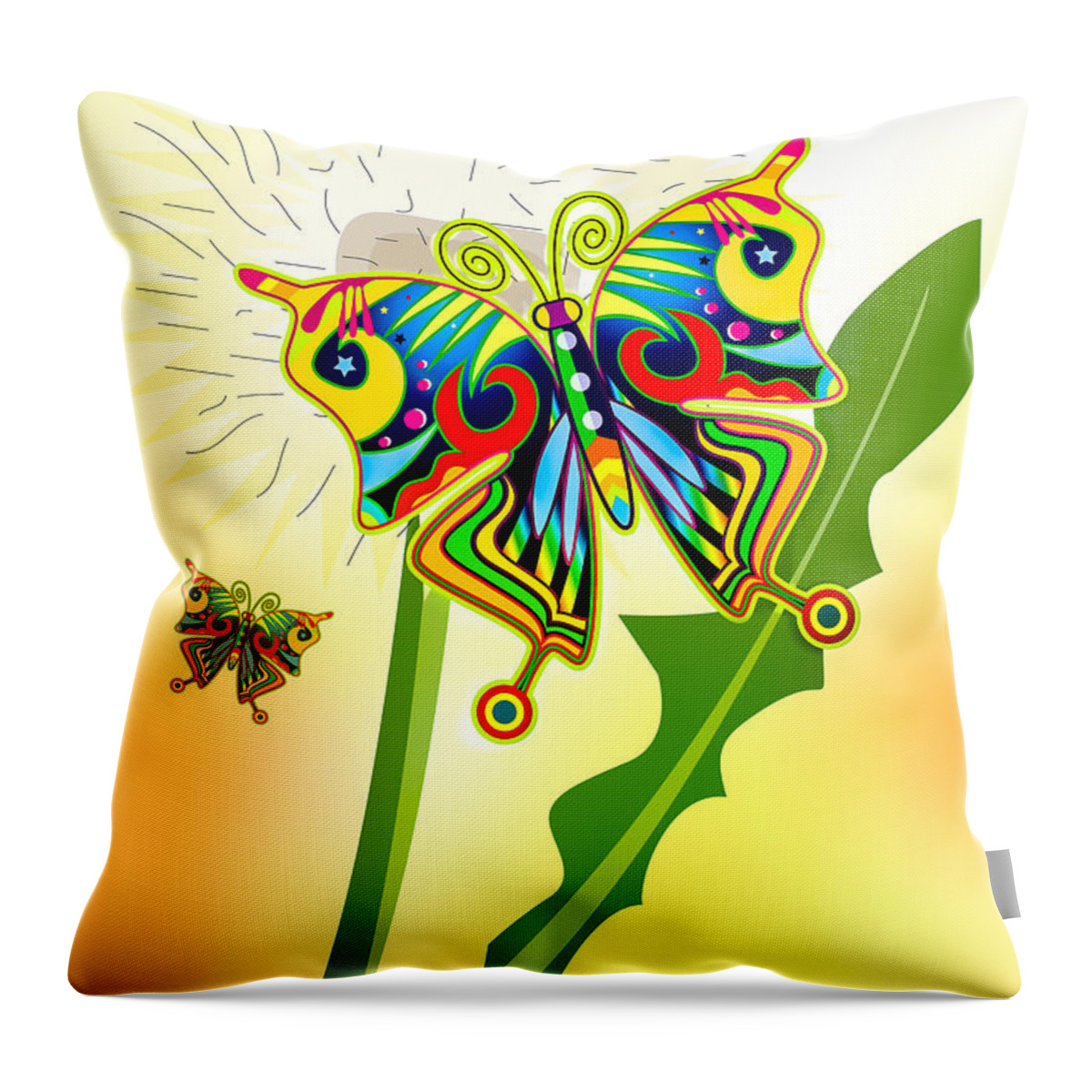Butterfly Throw Pillow featuring the digital art Happy Hippie Butterflies by Bob Orsillo