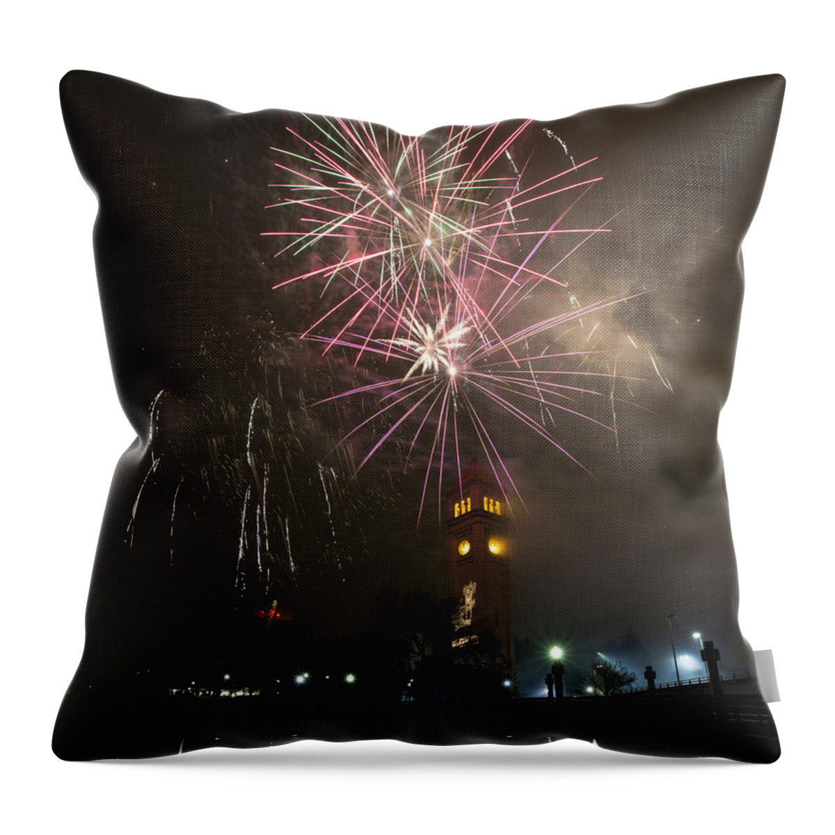 Fireworks Throw Pillow featuring the photograph Happy New Year 2014c by Paul DeRocker